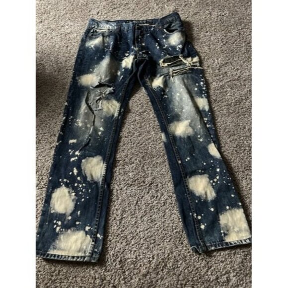 Heritage America Distressed Acid WashStraight Leg Demin Jeans Men’s Size 40WXL34 - Picture 1 of 16